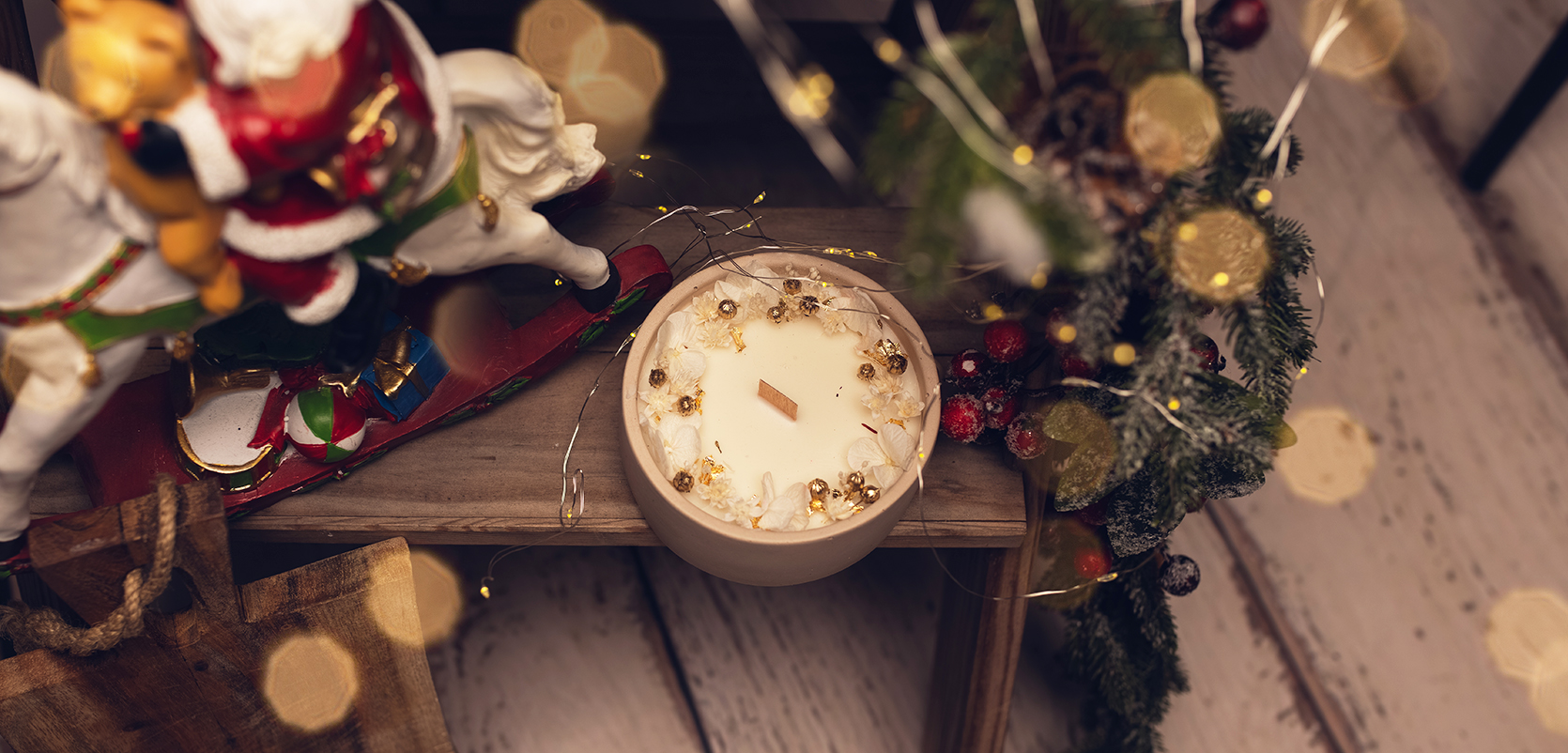 Bougie en fleurs séchées AYANA